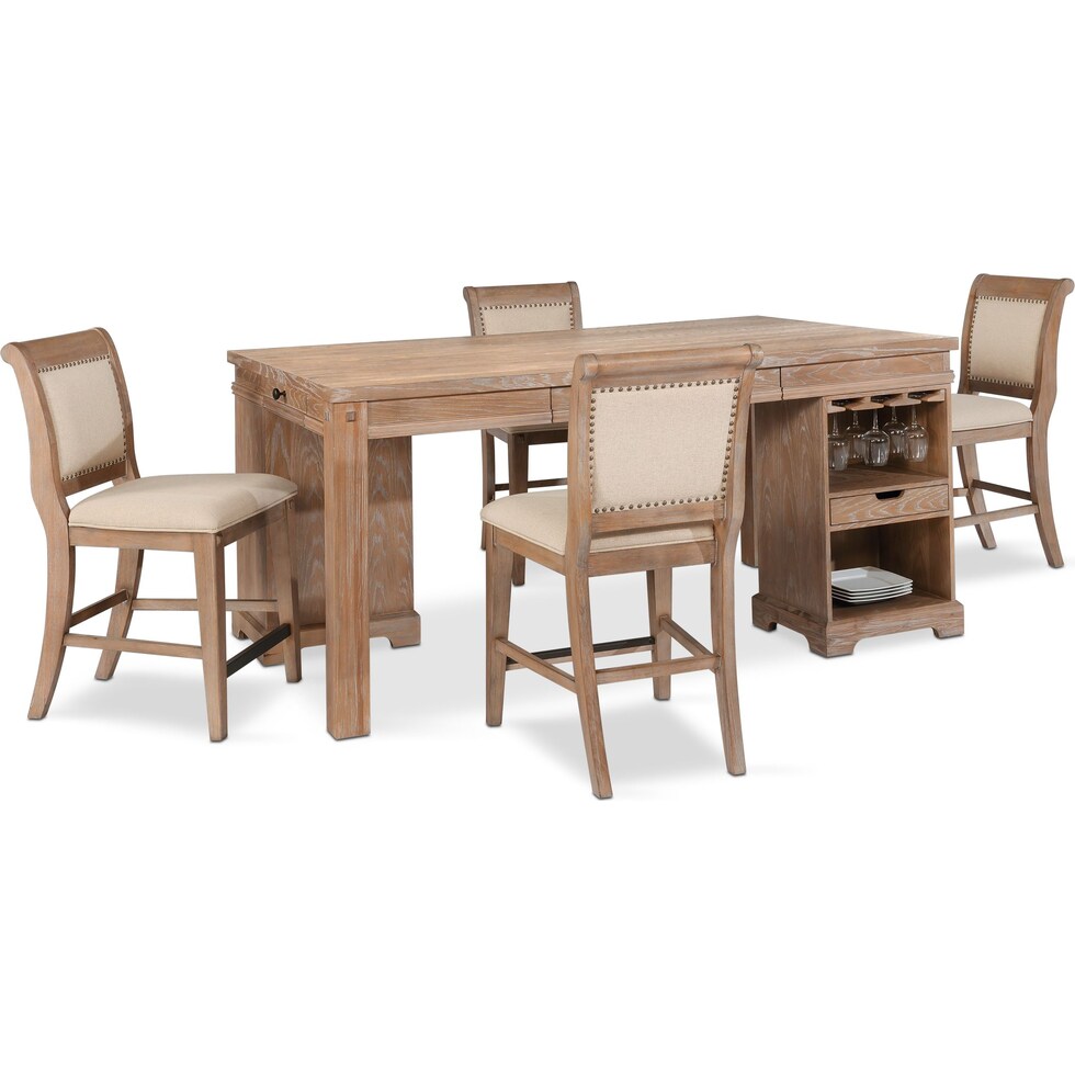august light brown  pc counter height dining room   