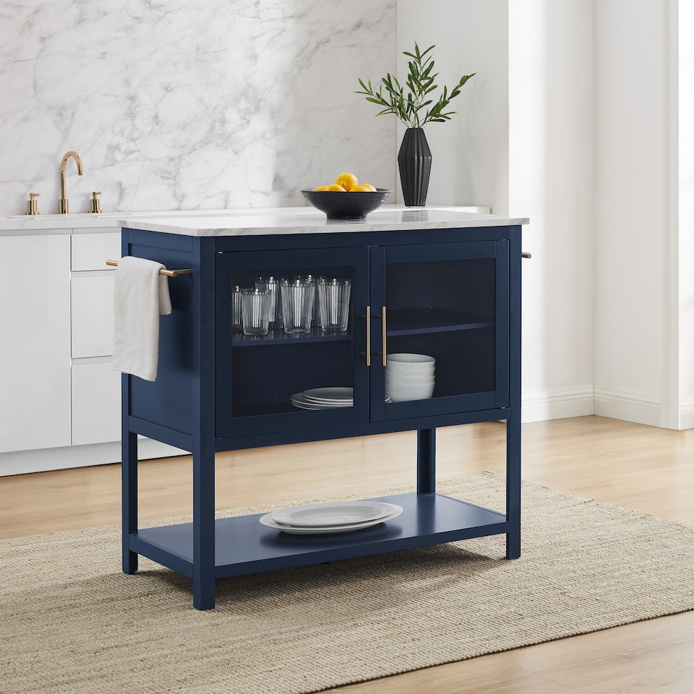 aura navy white kitchen island   