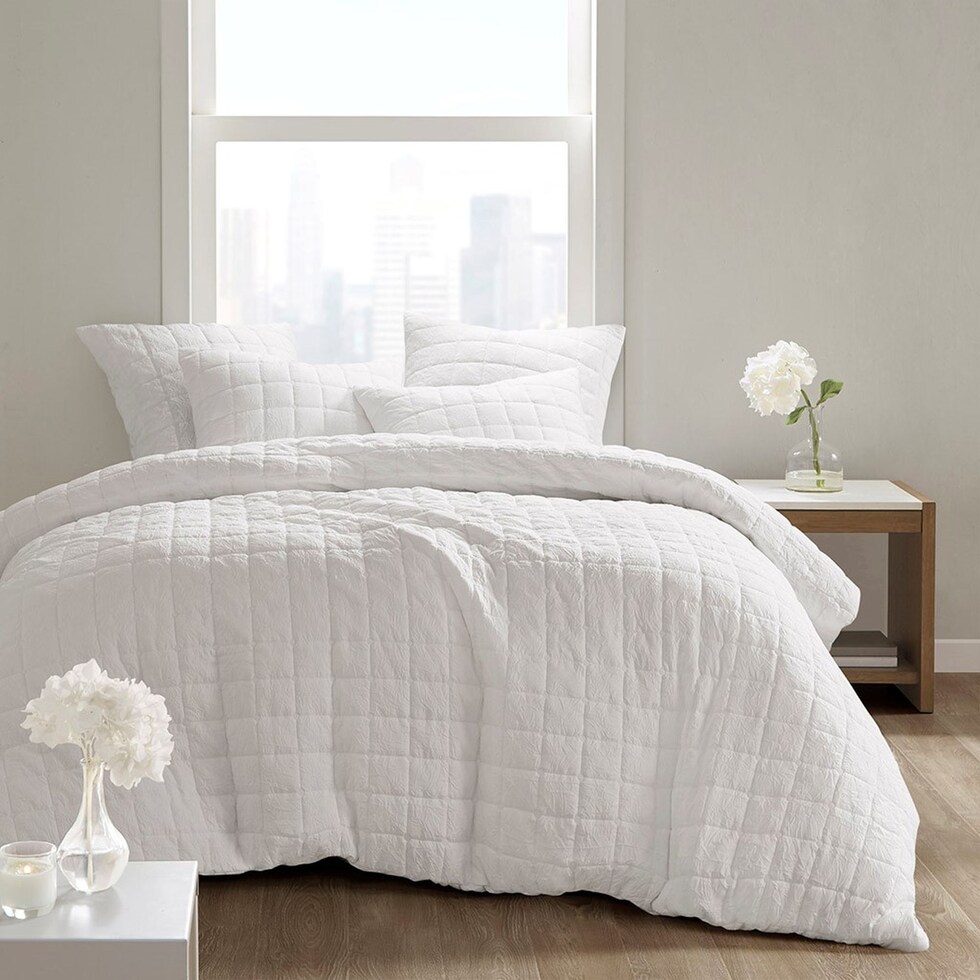 aurora white king california king bedding set   