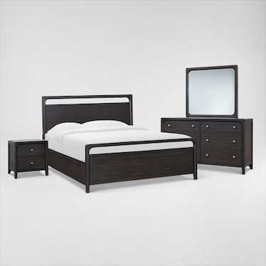 Austin 6-Piece Panel Bedroom Set with Dresser, Mirror and Nightstand