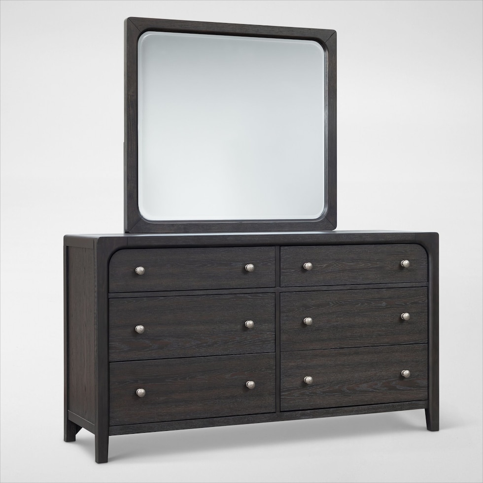 austin bedroom dark brown dresser and mirror   