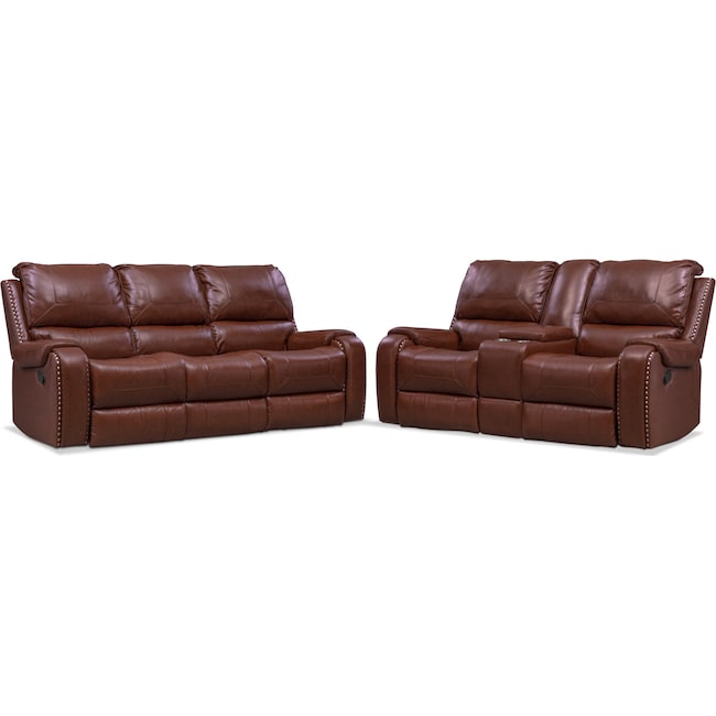 Living Room Furniture - Austin Manual Reclining Sofa and Loveseat Set