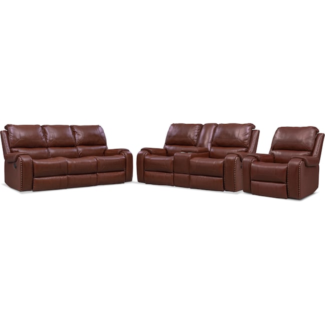 Living Room Furniture - Austin Manual Reclining Sofa, Loveseat and Recliner