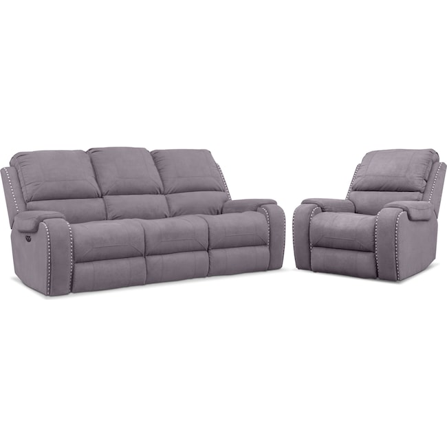 Living Room Furniture - Austin Dual-Power Reclining Sofa and Recliner Set