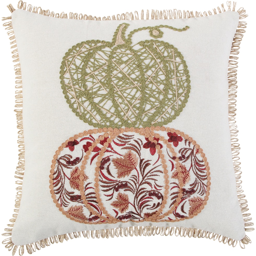 autumn pumpkins natural accent pillow   