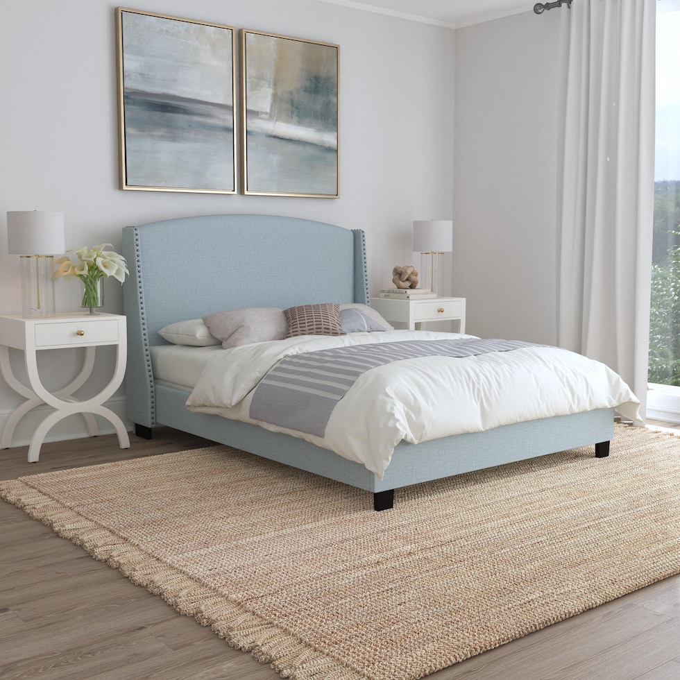 autumn blue queen bed   