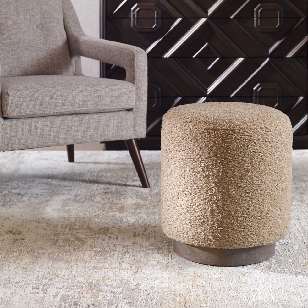 ava light brown accent ottoman   