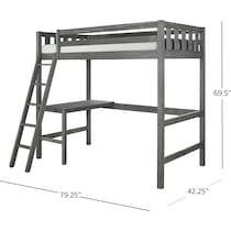 averill gray twin loft bed with desk   