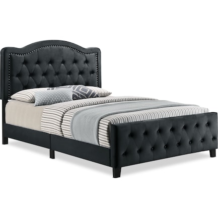 Avery King Upholstered Bed - Black Velvet