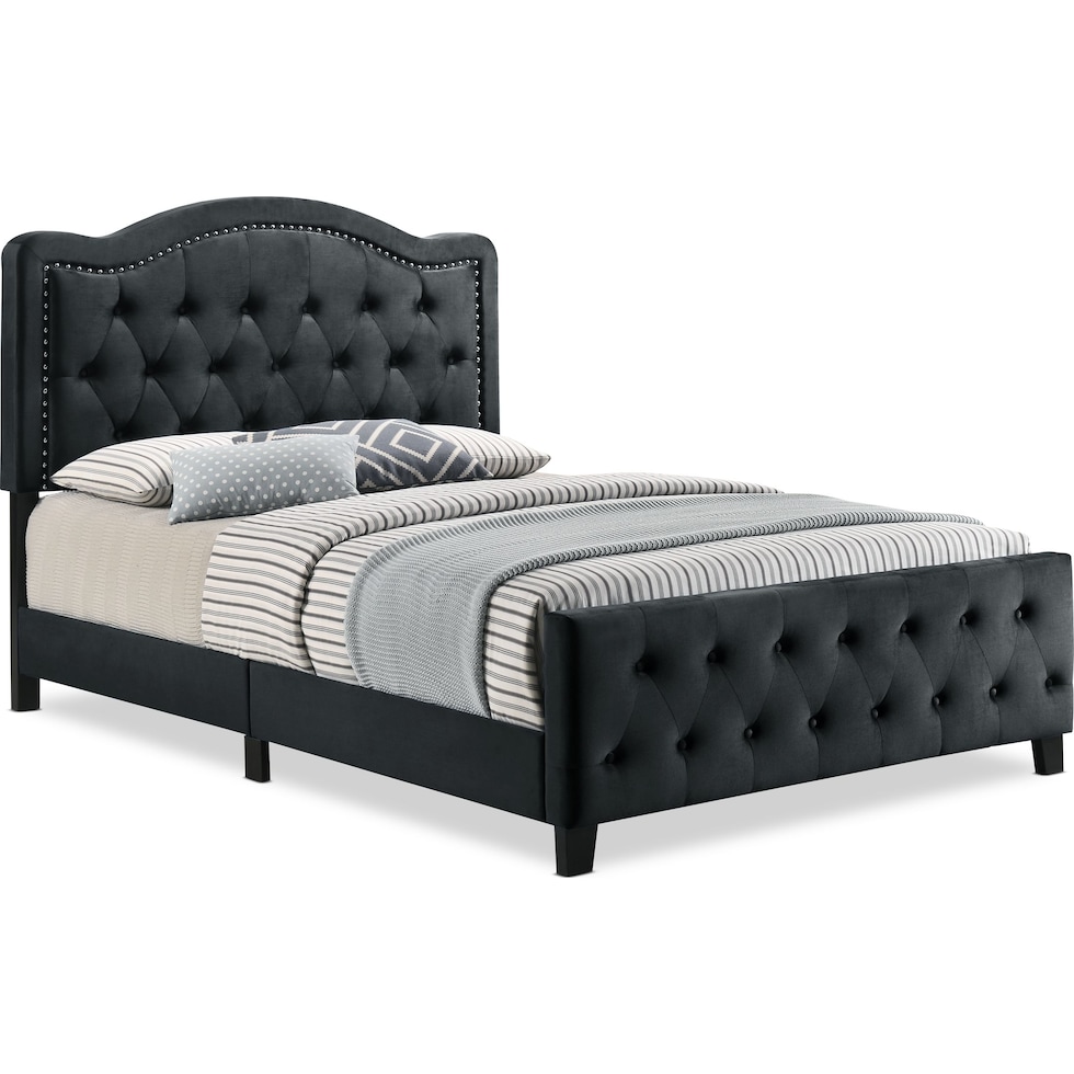 avery black king upholstered bed   