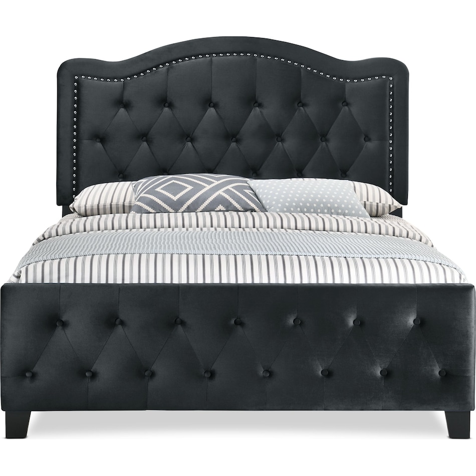 avery black king upholstered bed   