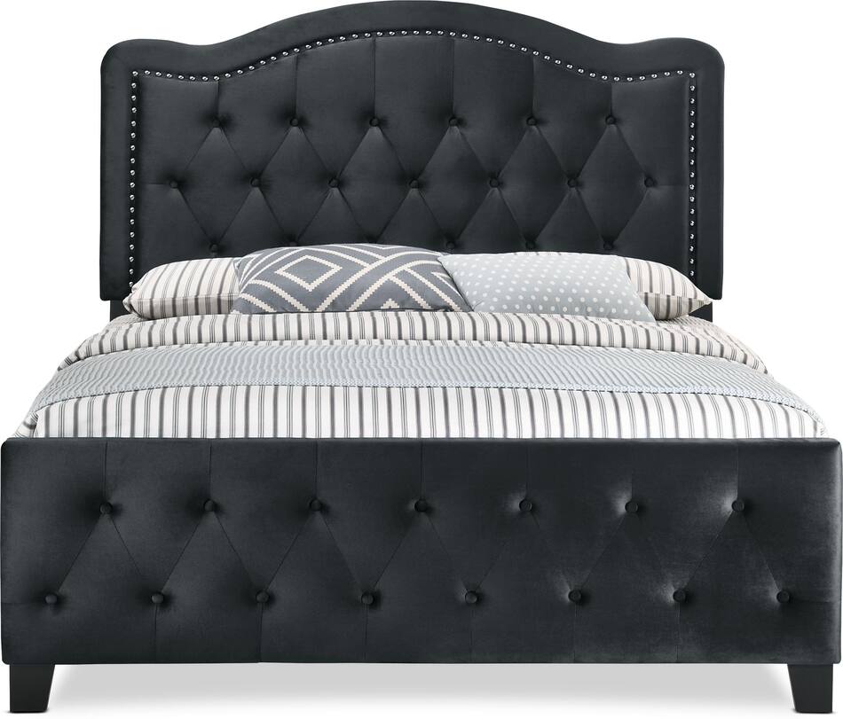Avery King Upholstered Bed Black Velvet Value City Furniture