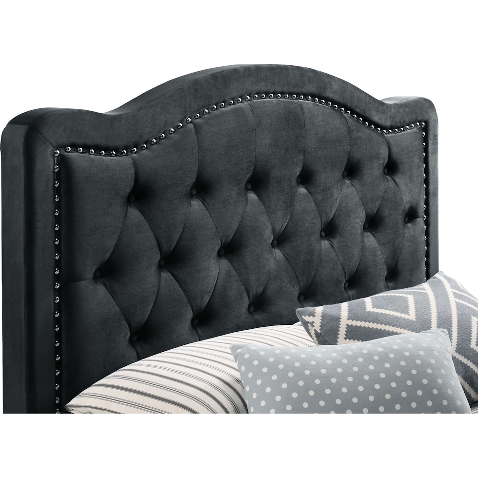 avery black king upholstered bed   