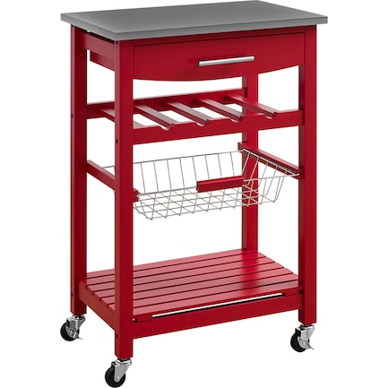 Avon Stainless Steel Kitchen Cart -Red