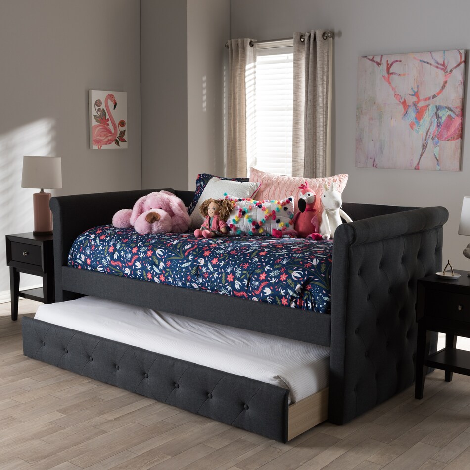 azora gray twin daybed with trundle   