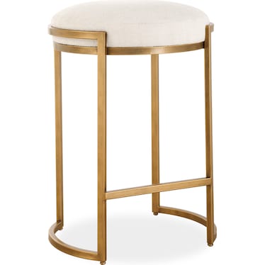 Braylon Counter Stool - Antique Brass/Light Cream