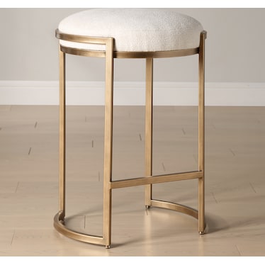 Braylon Counter Stool - Antique Brass/Light Cream