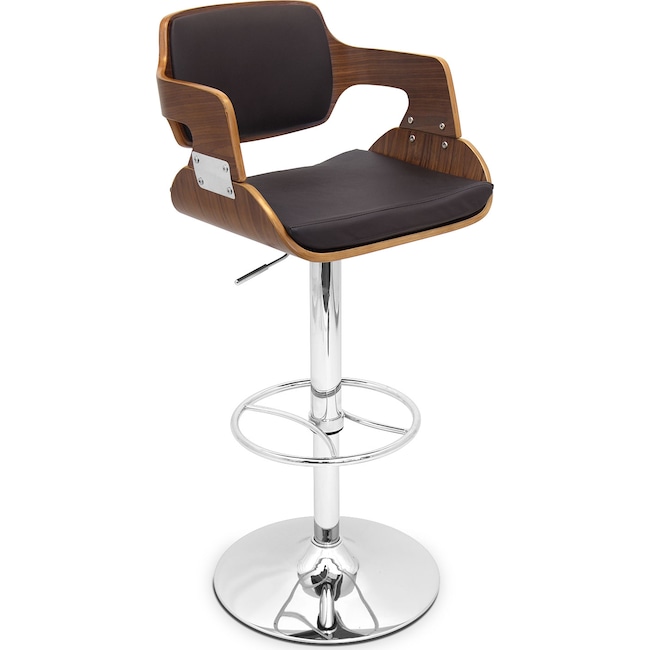 Accent and Occasional Furniture - Bari Adjustable Bar Stool - Walnut