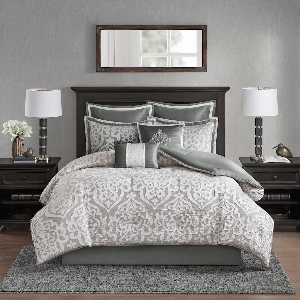 barker gray queen bedding set   