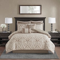 barker light brown king bedding set   