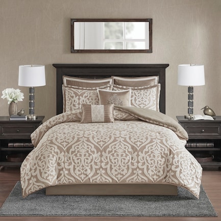 Barker Queen Comforter Set - Ivory