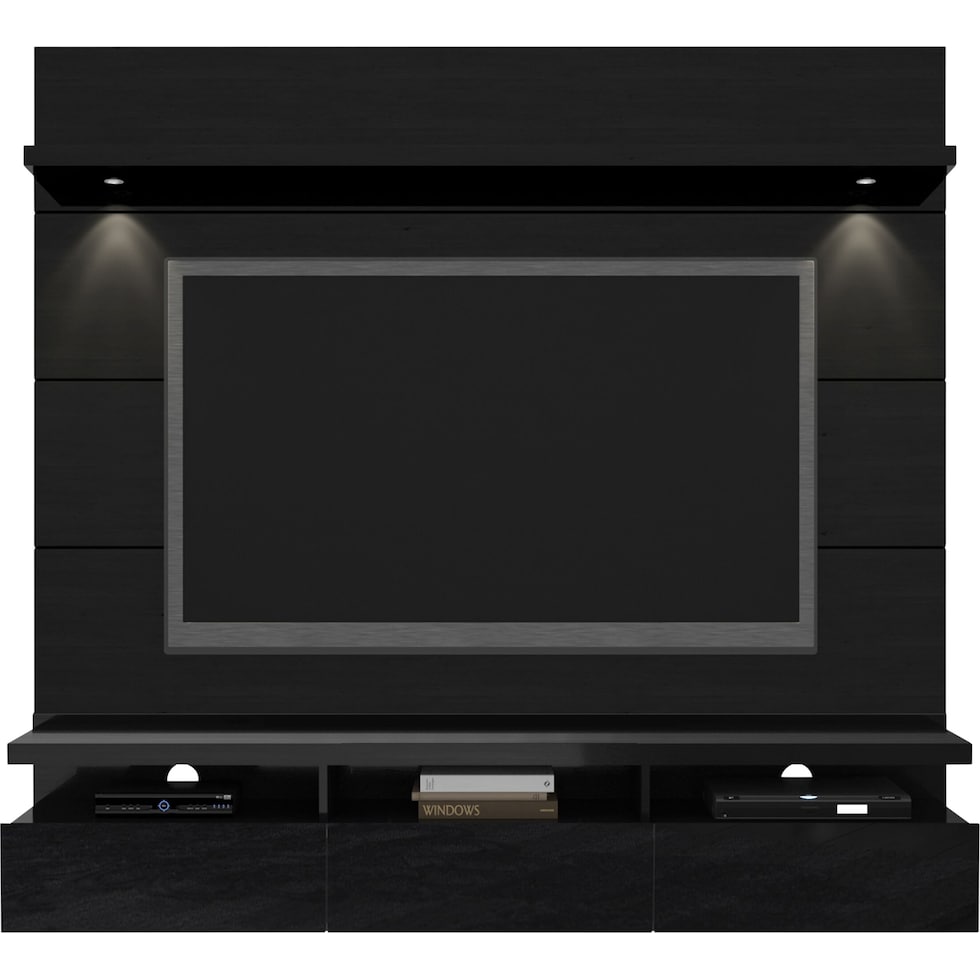 barlow black entertainment wall unit   