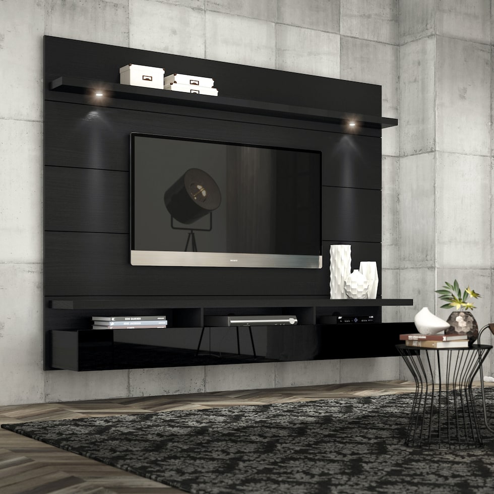 barlow black entertainment wall unit   