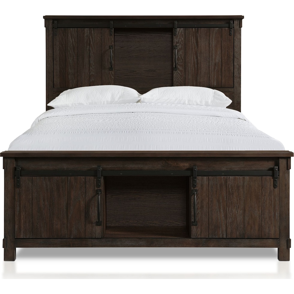 barn door dark brown  pc queen bedroom   