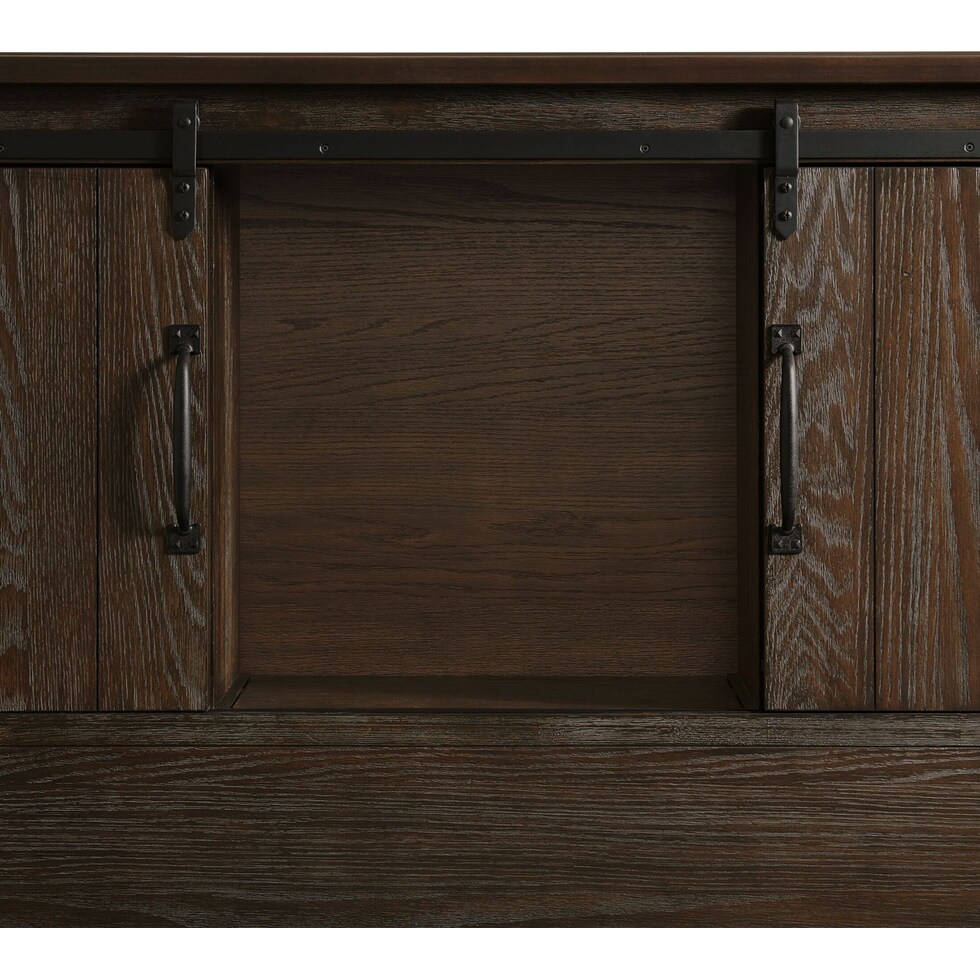 barn door dark brown  pc queen bedroom   