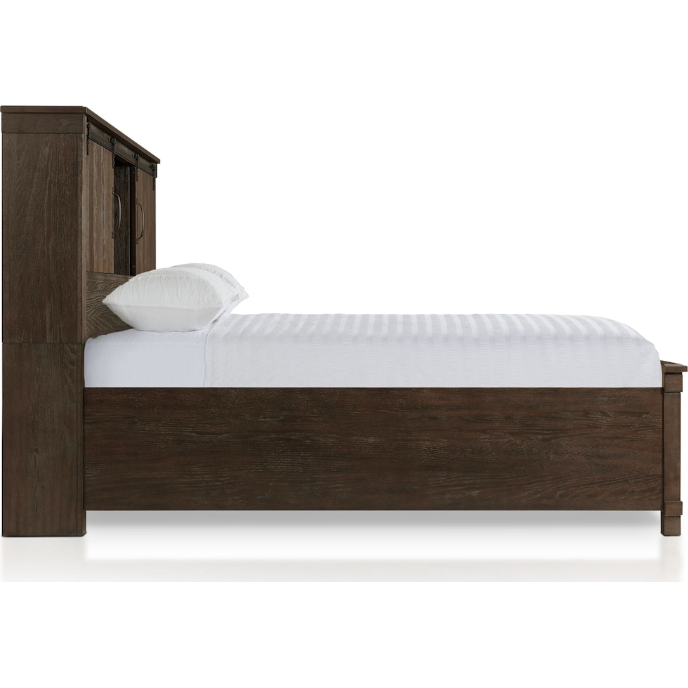 barn door dark brown king bed   