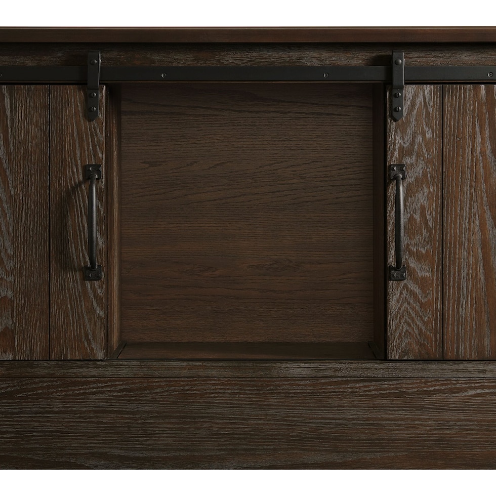 barn door dark brown king bed   