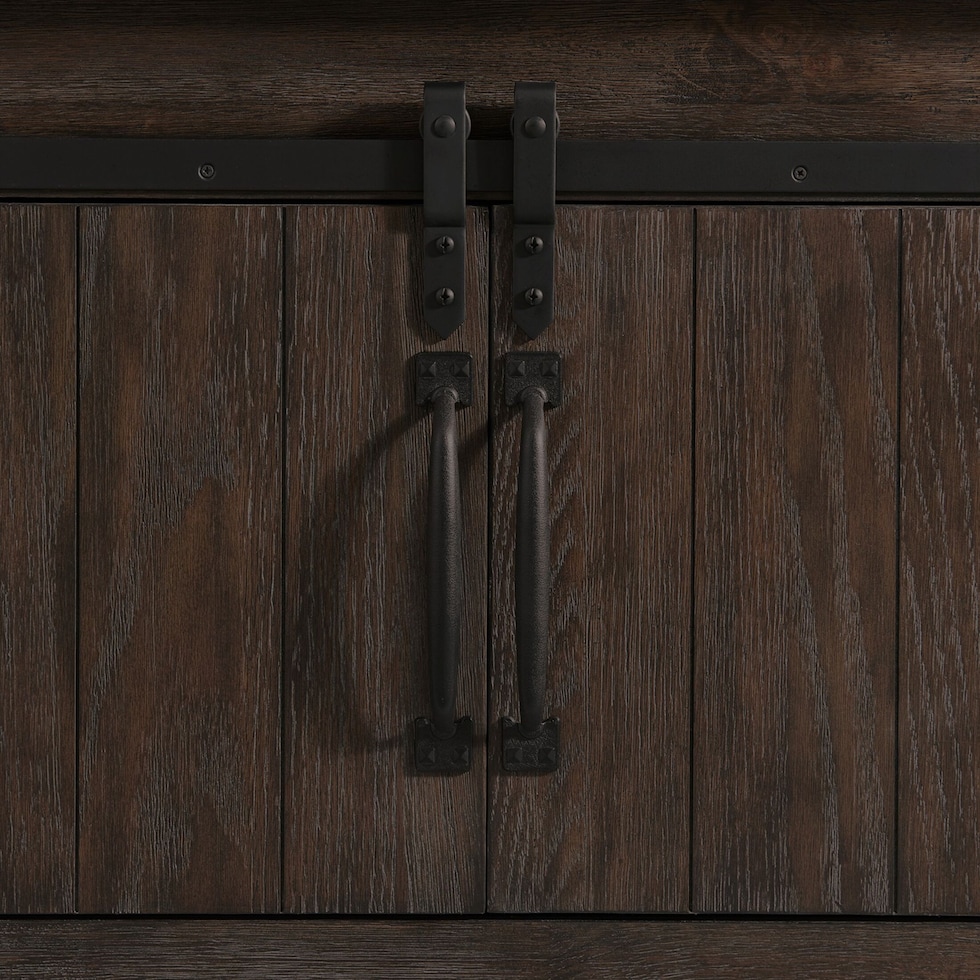 barn door dark brown king bed   