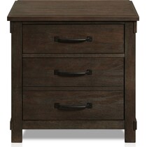barn door dark brown nightstand   
