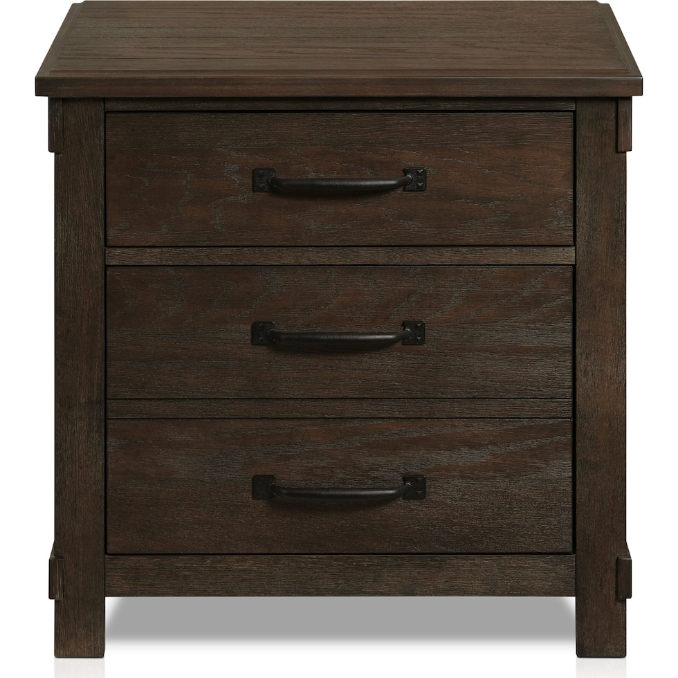 barn door dark brown nightstand   