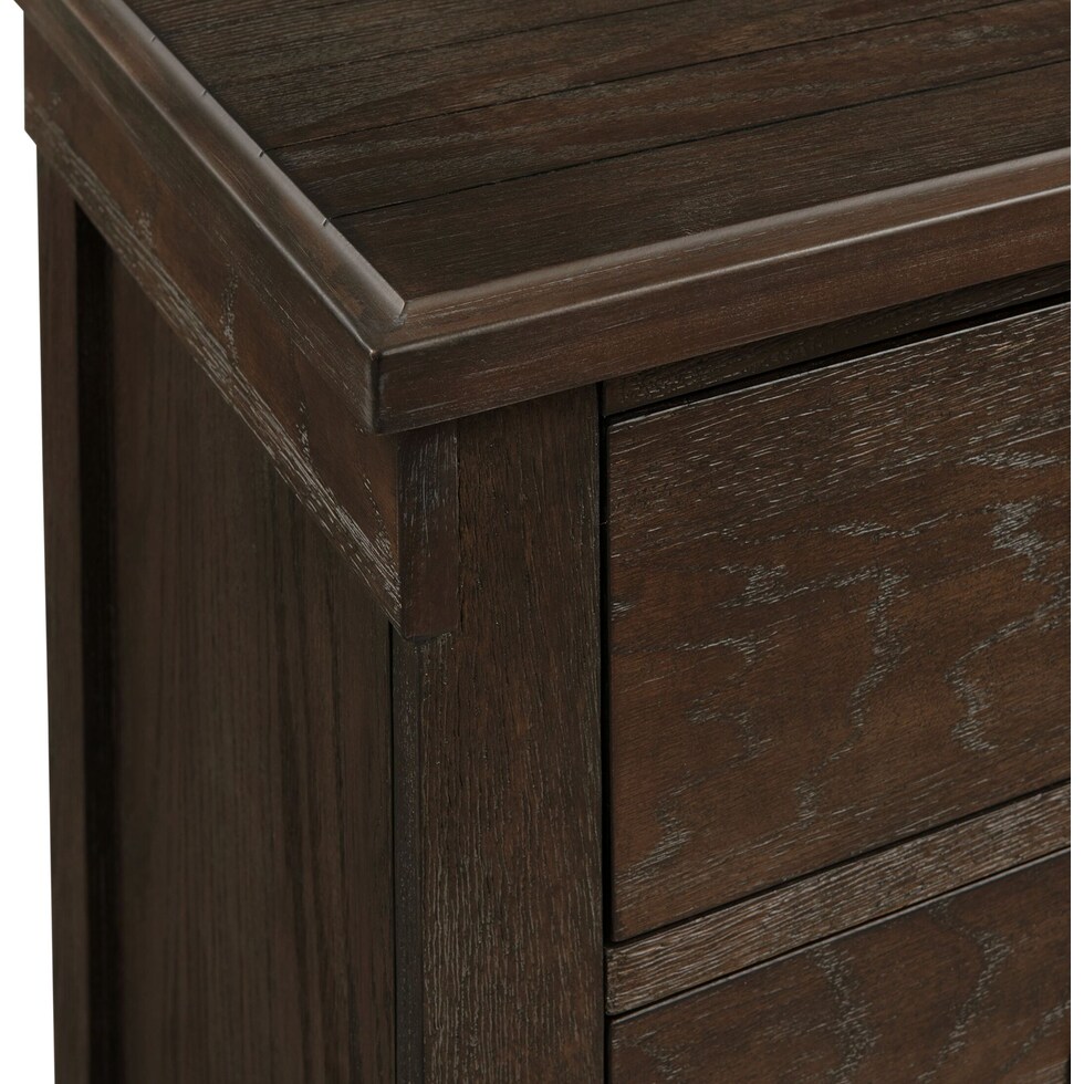 barn door dark brown nightstand   