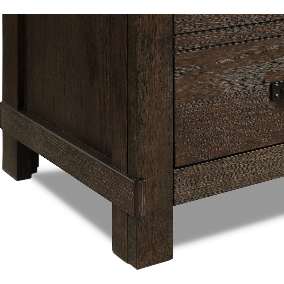 barn door dark brown nightstand   