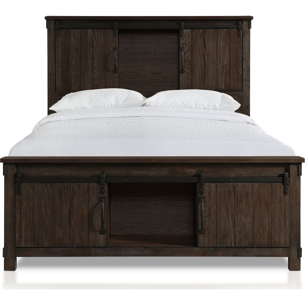 barn door dark brown queen bed   