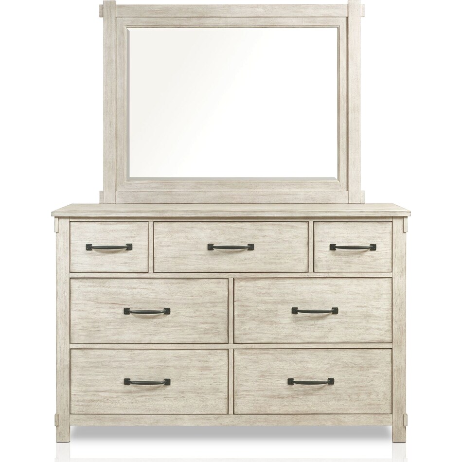 Barn Door 5Piece Queen Bedroom Set with Dresser and Mirror White