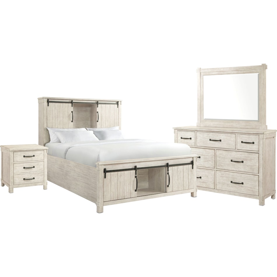 Barn Door 6-Piece King Bedroom Set with Nightstand, Dresser and Mirror ...