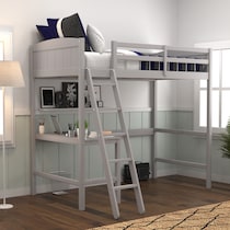 bassel gray twin loft bed with desk   