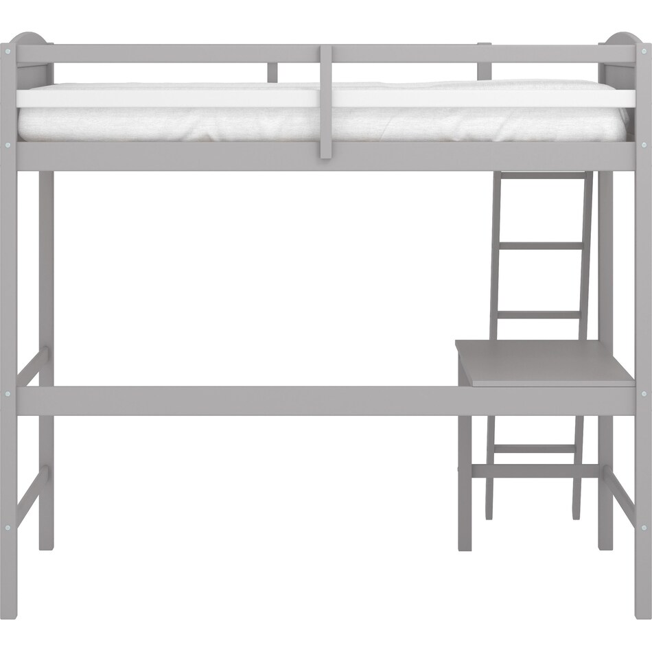 bassel gray twin loft bed with desk   