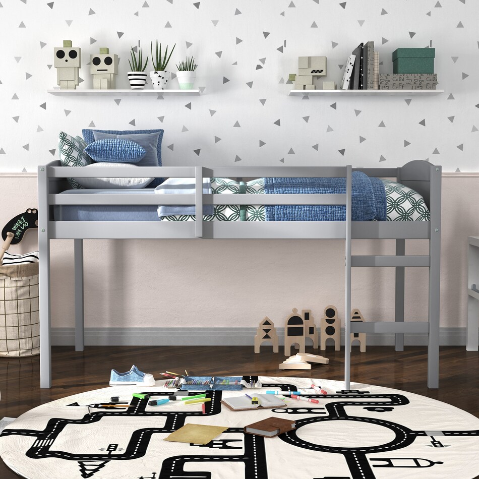 bassel gray twin loft bed   