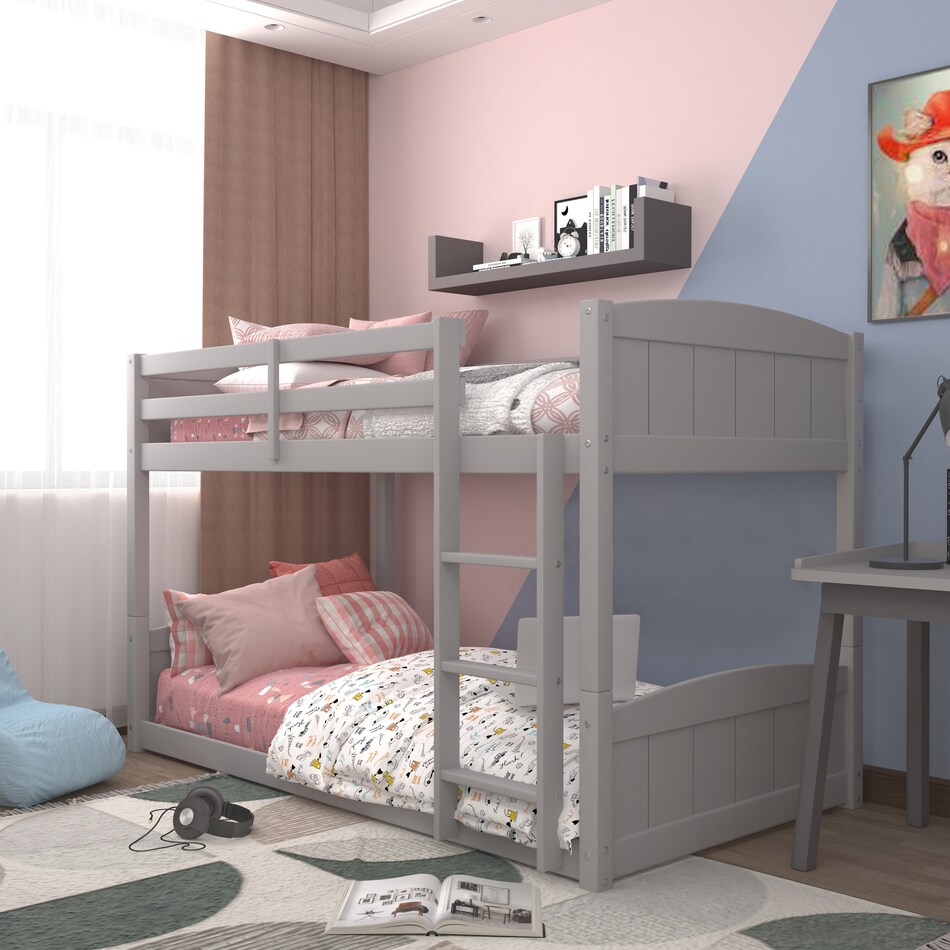 bassel gray twin over twin bunk bed   