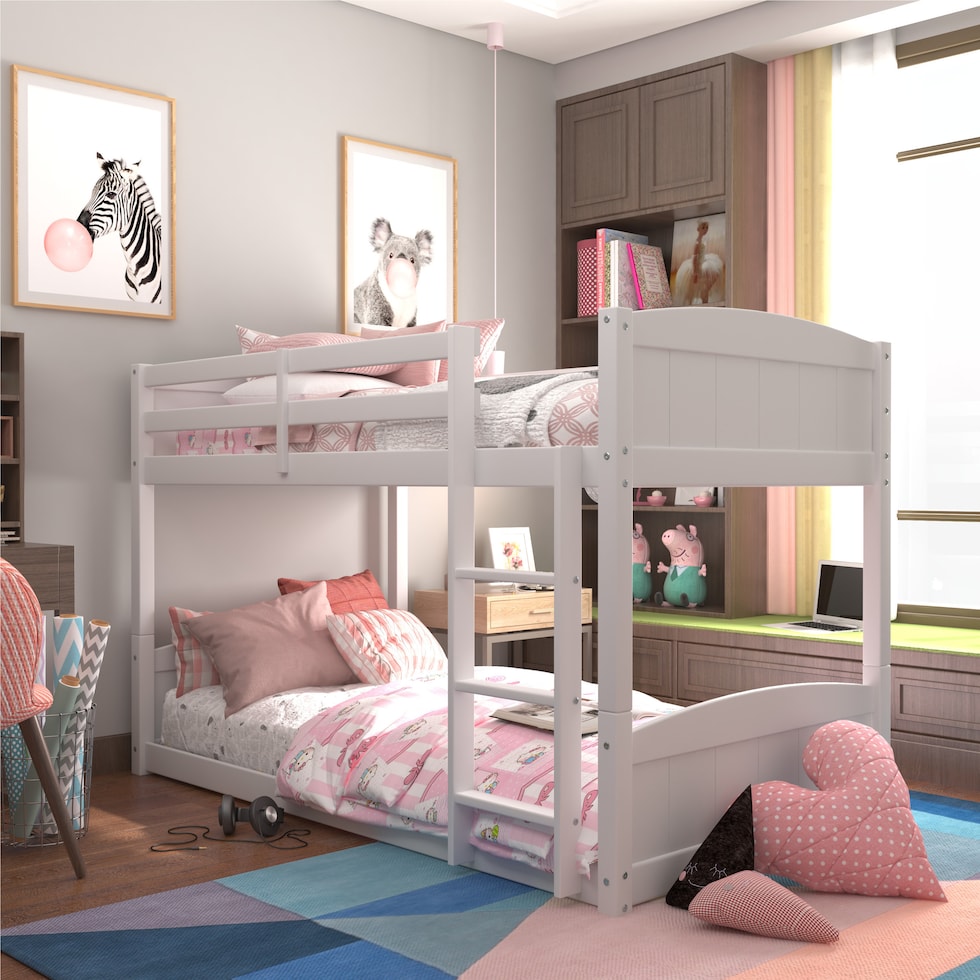bassel white twin over twin bunk bed   