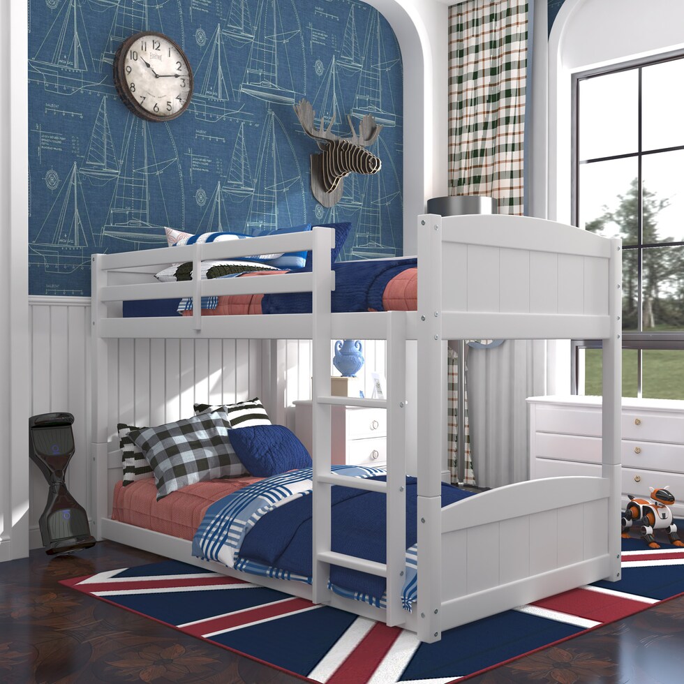 bassel white twin over twin bunk bed   