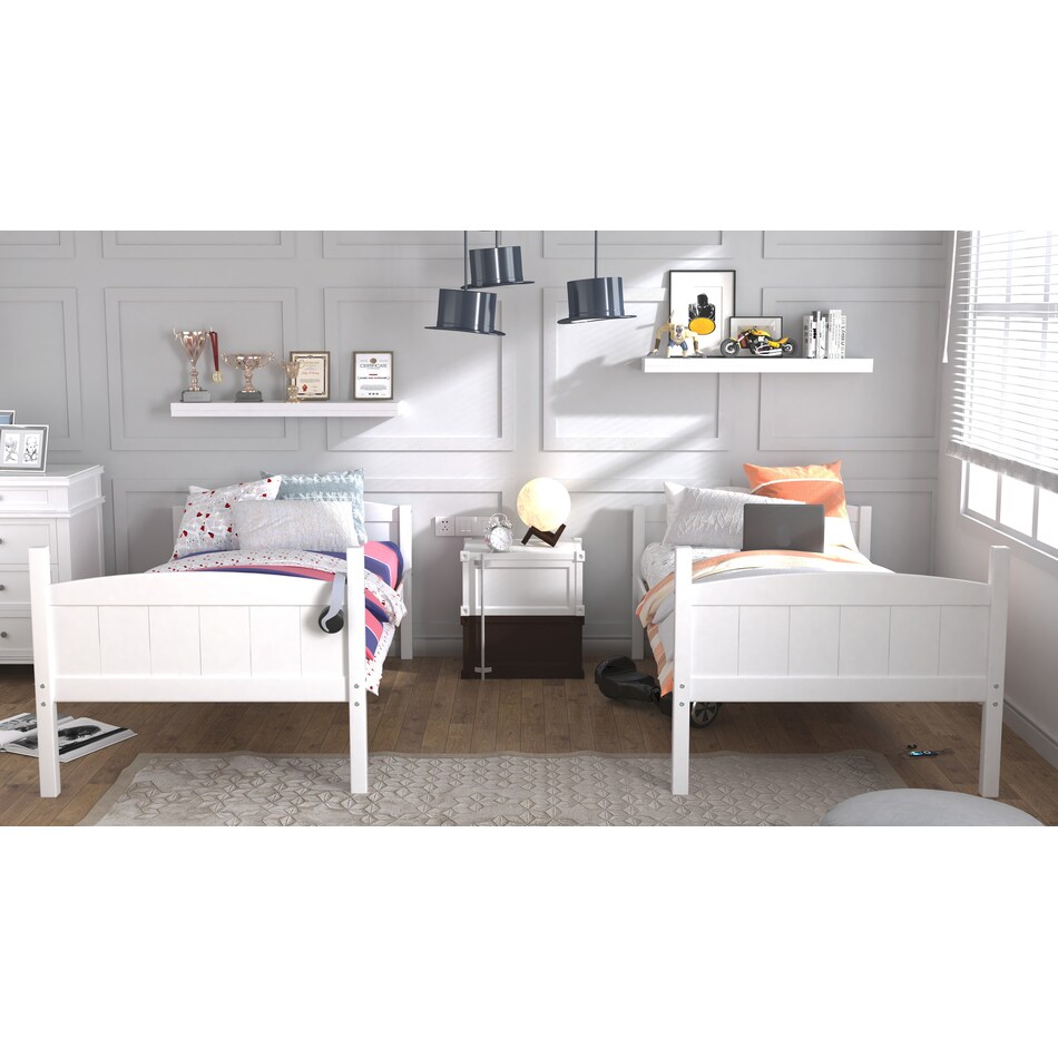 bassel white twin over twin bunk bed   