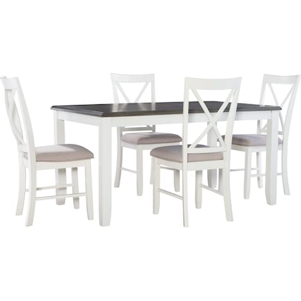 Bassett 5-Piece Dining Set - Gray/White