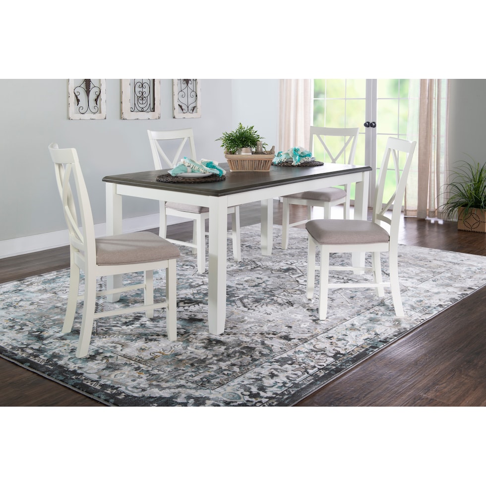 bassett gray white  pc dining room   