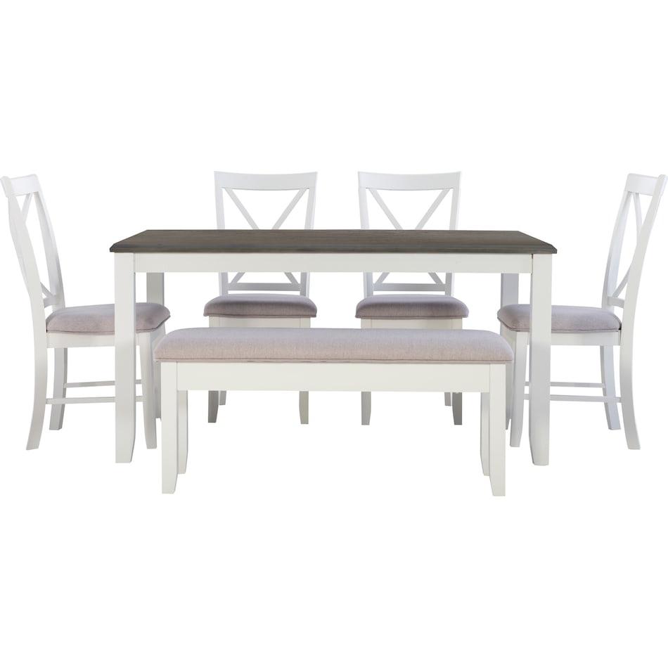 bassett gray white  pc dining room   