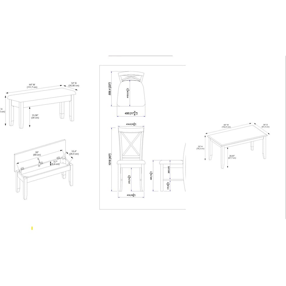 bassett white  pc dining room   